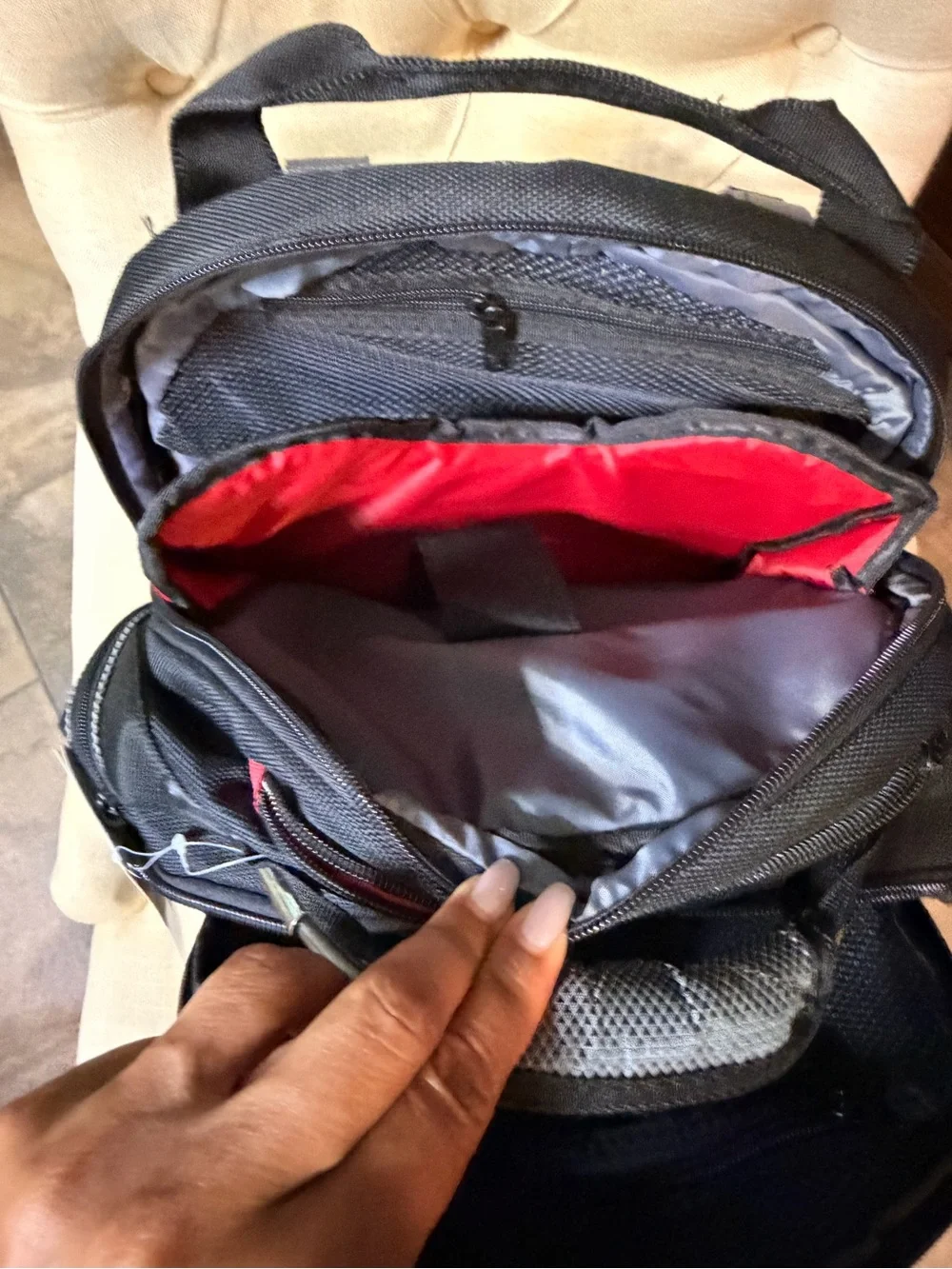 Swiss Tech Black and Gray Backpack with Red Logo Accent